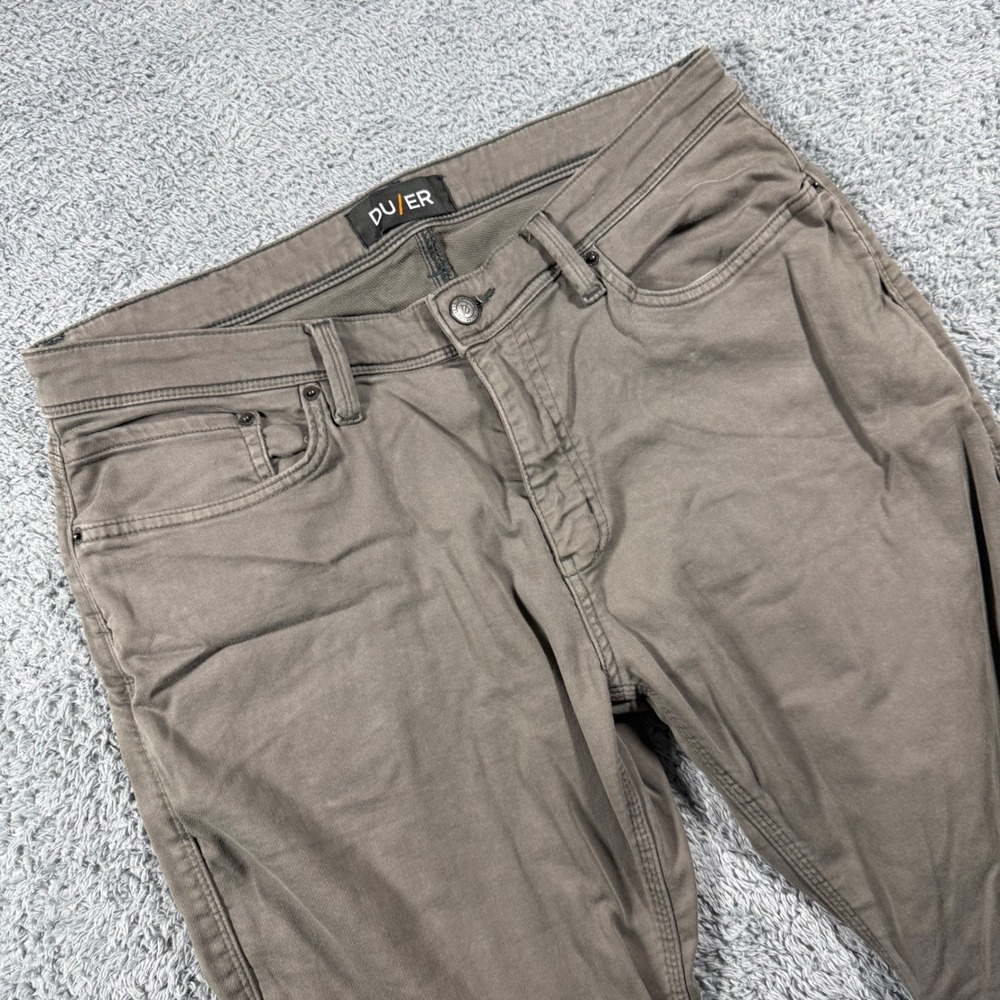 DU/ER N2X Relaxed Taper Pants Mens 36x30 Brown Performance Jeans Stretch Soft